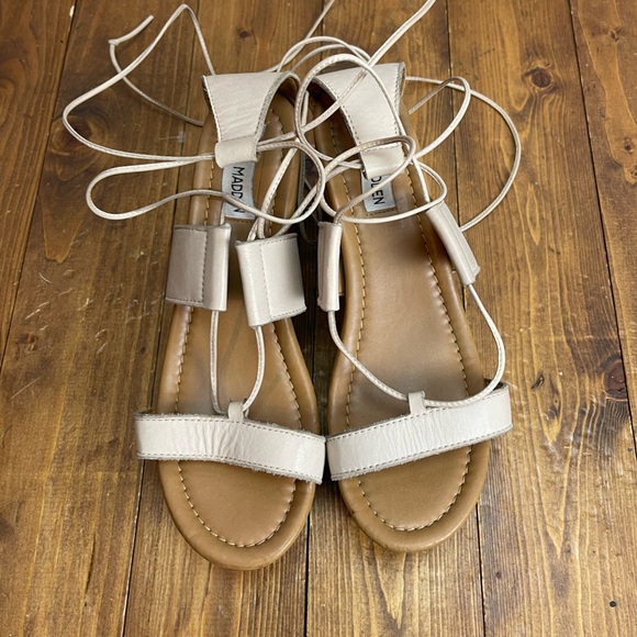 Steve Madden Womens size 8 Beniee platform sandals cream and tan - Picture 2 of 9